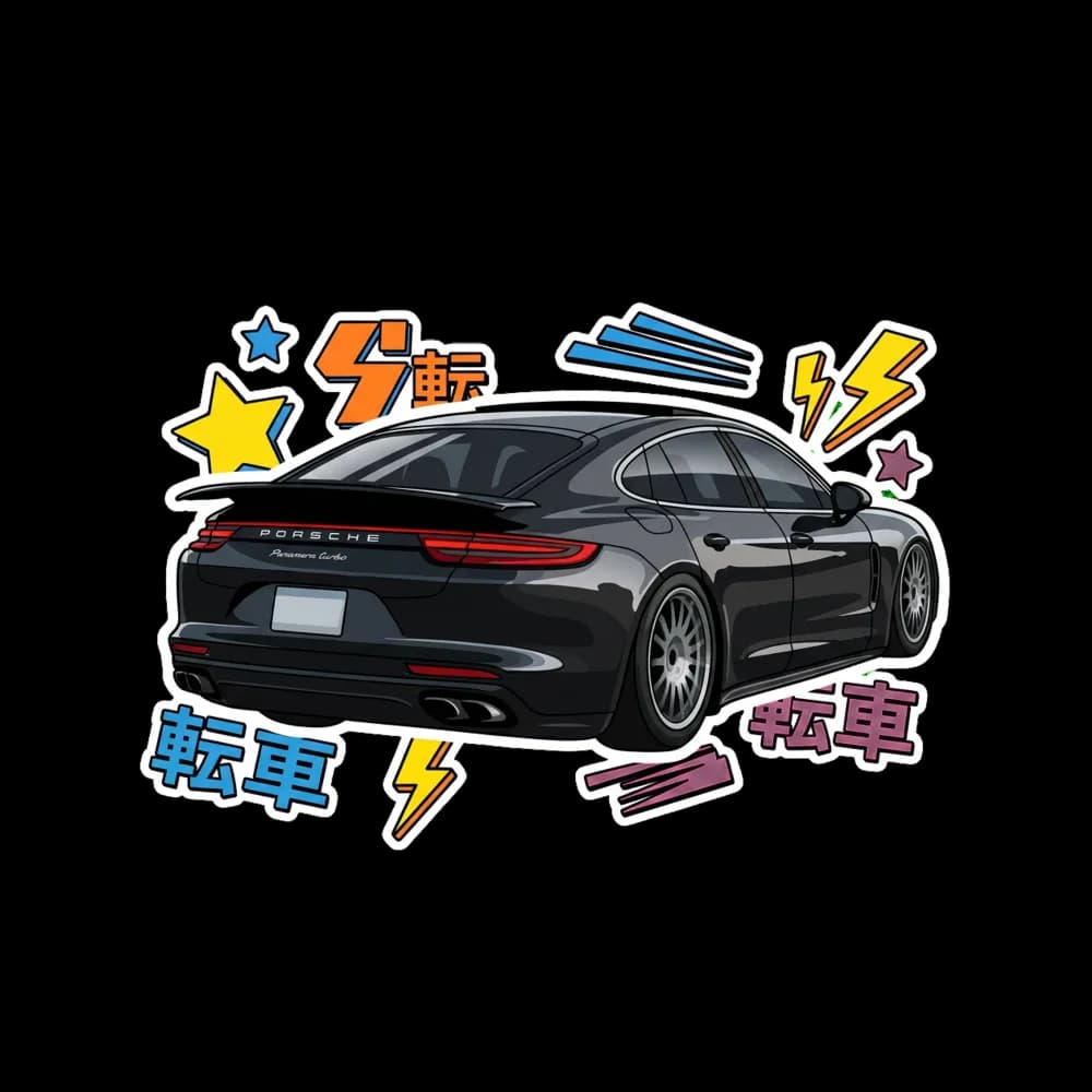 Custom jdm sticker car design printed on a t-shirt.