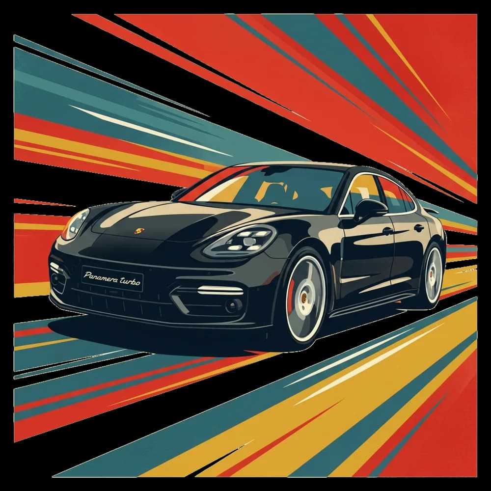 Custom race poster car design printed on a t-shirt.