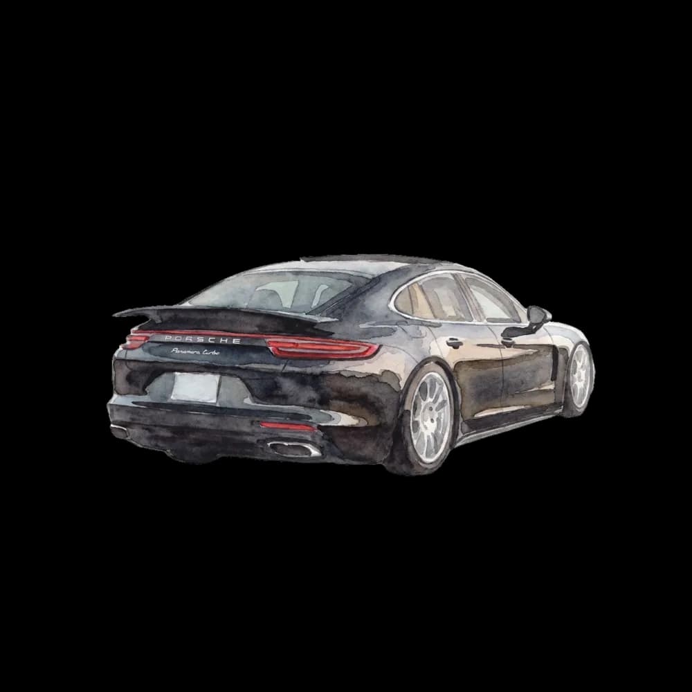 Custom watercolor car design printed on a t-shirt.